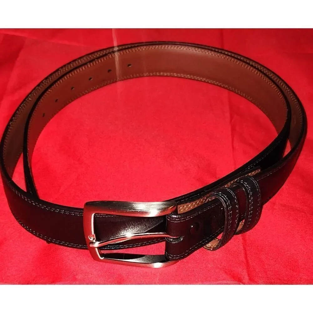 Aniline Kipskin Shoulders Men's Black Belt. Size 46. USA Made.